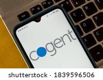 Small photo of October 23, 2020, Brazil. In this photo illustration the Cogent Communications logo seen displayed on a smartphone