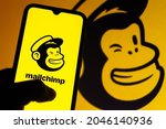 Small photo of September 23, 2021, Brazil. In this photo illustration the Mailchimp logo seen displayed on a smartphone