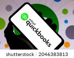 Small photo of September 23, 2021, Brazil. In this photo illustration the QuickBooks (Intuit) logo seen displayed on a smartphone