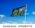 Small photo of February 1, 2023, Brazil. The 2023 United Nations Climate Change Conference COP28 UAE soon appears on a flag. Event will be on 6-17 November 2023, in Emirate of Dubai, United Arab Emirates