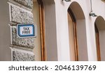 tax free banner in the building | Shutterstock . vector #2046139769