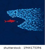 school of little blue fish join ... | Shutterstock .eps vector #1944175396