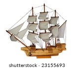 Model Of Ship With Sails On A...