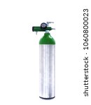 Small photo of Mobile oxygen tank and regulator with gage meter for give oxygen to the patient or people with oxygen deficiency or hypoxia, Medical equipment for respiratory system, Isolated white background