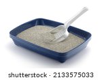 Blue Cat Litter Tray Isolated...