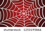 cartoon drawing cobweb on red... | Shutterstock .eps vector #1253195866