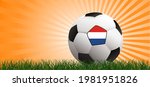 soccer ball on orange... | Shutterstock .eps vector #1981951826