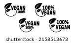 organic vegan 100  with leaves  ... | Shutterstock .eps vector #2158513673