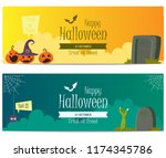 halloween banner background... | Shutterstock .eps vector #1174345786