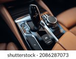 Car automatic gearbox shift handle stick of modern sedan	
