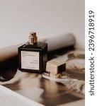 Small photo of Vinnytsia Ukraine - November 2021: Maison Francis Kurkdjian perfume creative photography. World's popular perfumes: Baccarat Rouge 540, Oud Cashmere Mood, A la rose, Amyris, Gentle fluidity