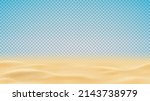 Realistic texture of beach or desert sand. Vector illustration with ocean, river, desert or sea sand isolated on checkered background. 3d vector illustration.
