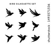 Set Of Flying Birds Sign Logo...