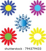 colorful daisies on a white... | Shutterstock . vector #794379433