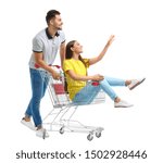 Young Couple With Shopping Cart ...