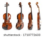 Set Of Classic Violins On White ...