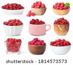 Set Of Fresh Ripe Raspberries...