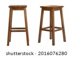 Stylish wooden bar stools on...