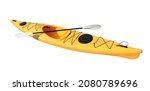 Yellow kayak with paddle...