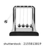 Small photo of Newton's cradle isolated on white. Physics law of energy conservation