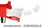 Envelopes flying out from red...