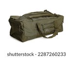 Small photo of Army duffle bag isolated on white. Military equipment