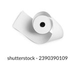 Roll of thermal paper for receipt isolated on white, top view