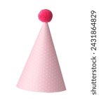One pink party hat isolated on...