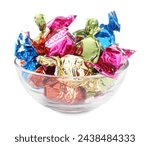 Bowl with candies in colorful...