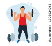 male training with barbell.... | Shutterstock .eps vector #1306624066