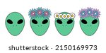 alien faces with flower wreath... | Shutterstock .eps vector #2150169973