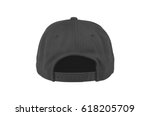Small photo of Mock up blank flat snap back hat black back view on white background