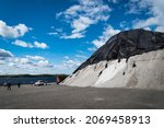 Small photo of PARRY SOUND, ONTARIO, CANADA - SEPT. 25, 2021: Photo of the salt pile on the Smelter Wharf, commonly called the Salt Docks by locals. It is a salt stopover located on the Georgian Bay on Lake Huron