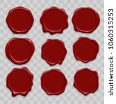 Stamp wax seal vector icons set of red sealing wax old realistic stamps labels on transparent background