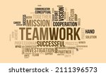 Teamwork word cloud template. Business concept vector background.