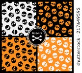 set of  halloween patterns with ... | Shutterstock .eps vector #217649593