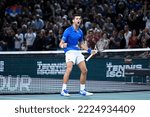 Small photo of Novak Djokovic of Serbia during the Rolex Paris Masters, ATP Masters 1000 tennis tournament, on November 5, 2022 at Accor Arena in Paris, France.