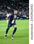 Small photo of Kylian Mbappe celebrating a goal during the Ligue 1 football (soccer) match between AC Ajaccio (ACA) and Paris Saint Germain (PSG) on May 13, 2023 at Parc des Princes stadium in Paris, France.