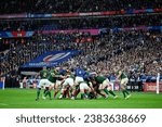 Small photo of Charles Ollivon and Antoine Dupont during a maul the Rugby union World Cup XV RWC match between France and South Africa Springboks at Stade de France in Saint-Denis near Paris on October 15, 2023.