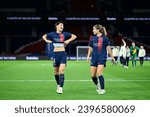 Small photo of Elisa De Almeida and Korbin Albert during the Women's Champions League football (soccer) match Paris Saint-Germain (PSG) VS Manchester United in Paris, France on October 18, 2023.
