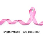 curled pink ribbon on white... | Shutterstock . vector #1211088280