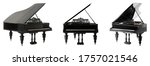 Black Grand Pianos On White...