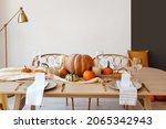 Dining Table With Pumpkins Near ...