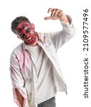 Scary Zombie Man On White...