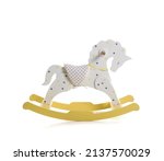 Wooden toy horse on white...
