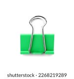 Green binder clip isolated on...