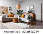 Interior of living room with...