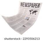 Small photo of Falling newspaper on white background