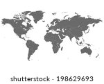 grey political world map  | Shutterstock .eps vector #198629693