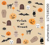 vector set with halloween... | Shutterstock .eps vector #1175180200